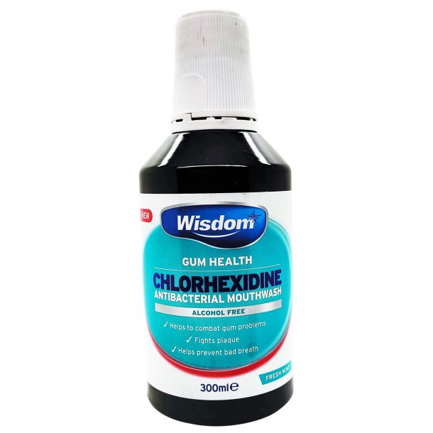 Klorhexedin Mundskyl 0,20 % WISDOM Fresh Mint Uden Alkohol 300 ml