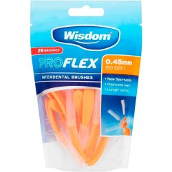 Spaltebrster 25 stk. Wisdom Proflex 0,45 mm. ISO 1 ORANSJE