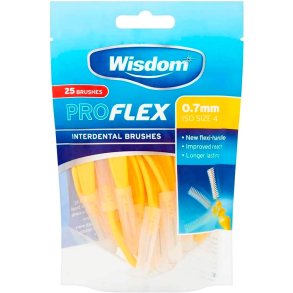 Mellemrumsbrster 25 stk. Wisdom Proflex 0.70 mm. ISO 4 GUL