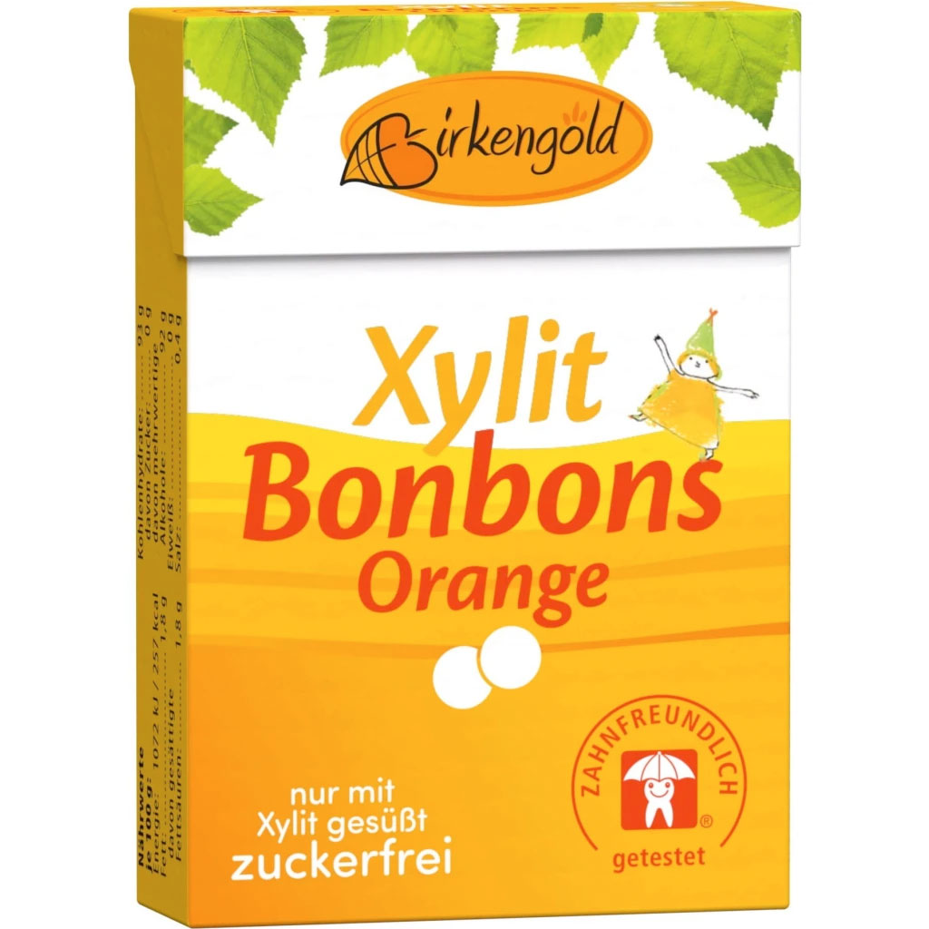 Zahnpflegepastillen Birkengold Xylit Bonbons Orange