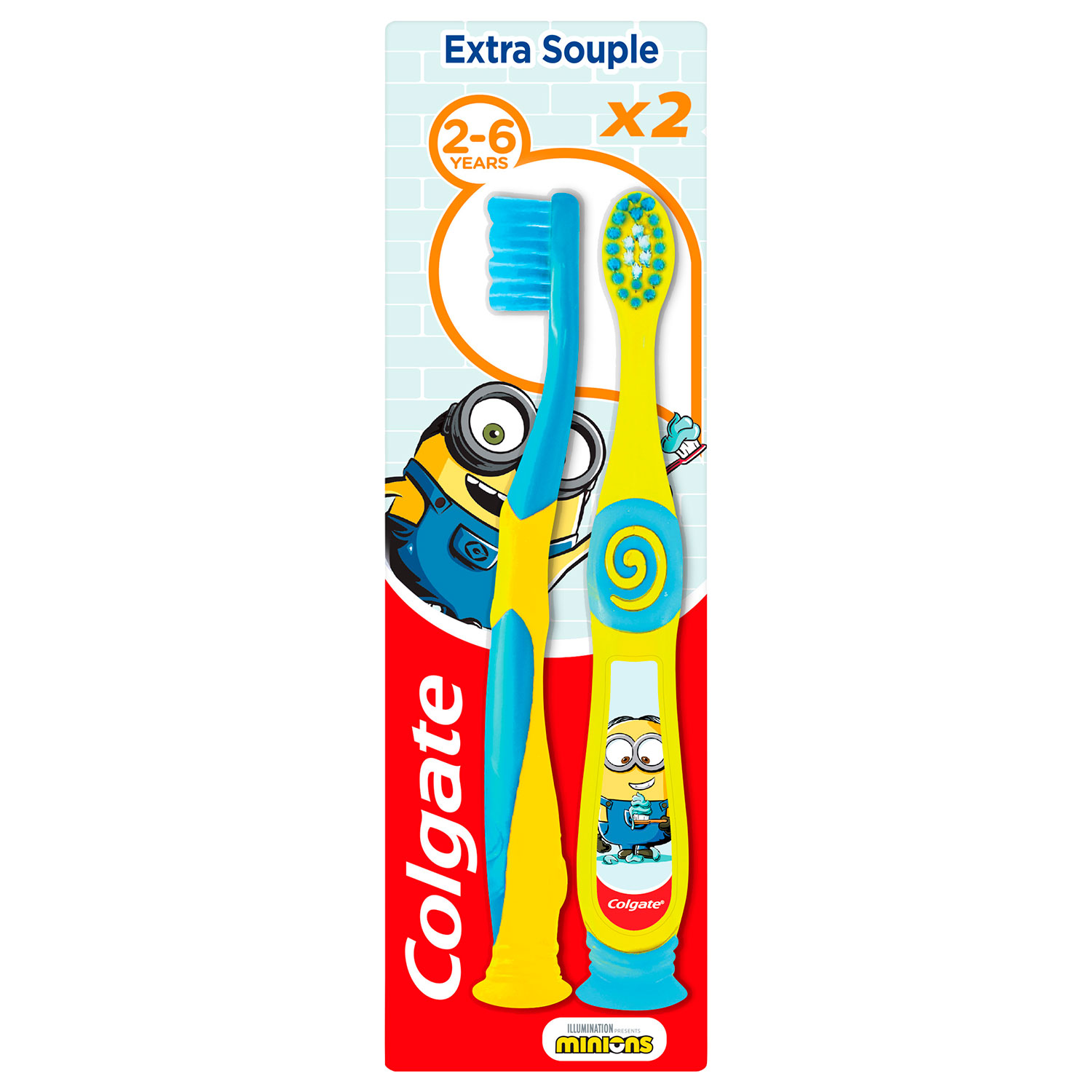 2 stk. Colgate Børnetandbørster 2-6 år Minions
