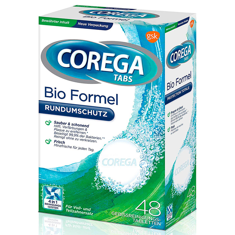 Corega Bio Formel Tabs Reinigungstabletten für Prothetik 48 Stk.