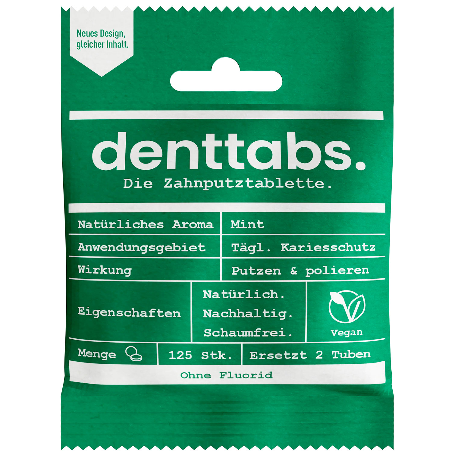 DentTabs Zahnpasta-Tabletten ohne Fluor 125 Stk.