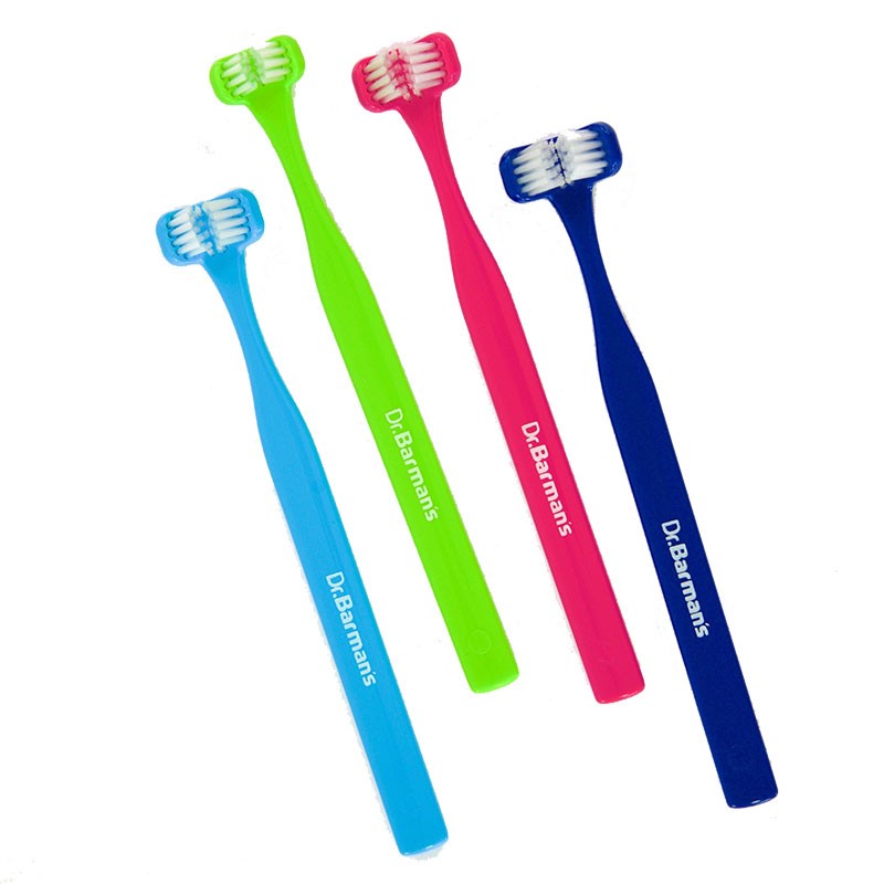 Dr. Barmans 3-seitige SuperBrush-Zahnbürste für Babyzähne bei Kindern GRÜN