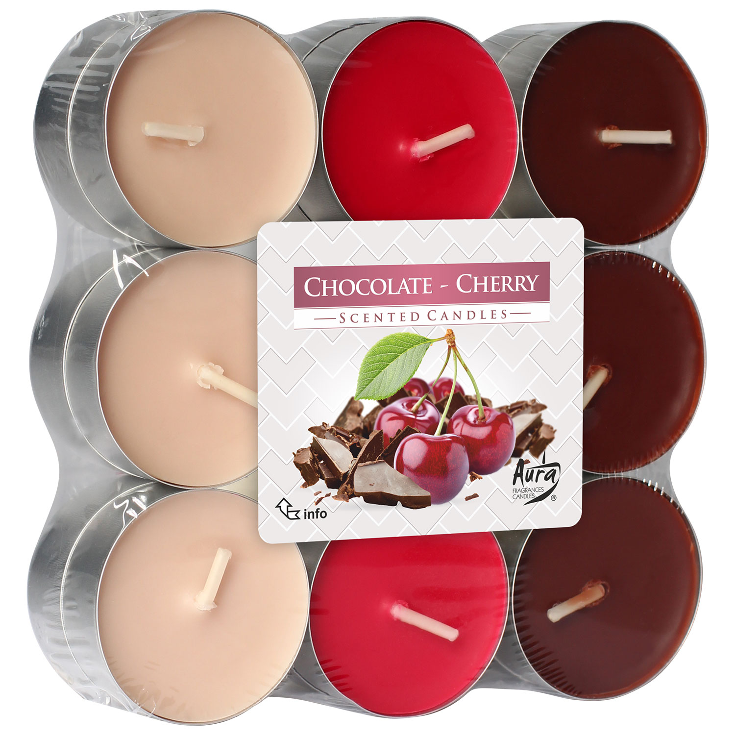 Duftlys 18 stk. Chocolate/Cherry Fyrfadslys Med Duft