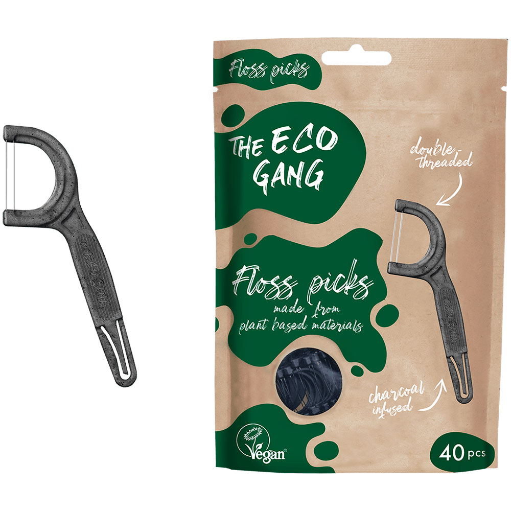 Zahnseide ohne PFAS The Eco Gang CHARCOAL Floss Picks