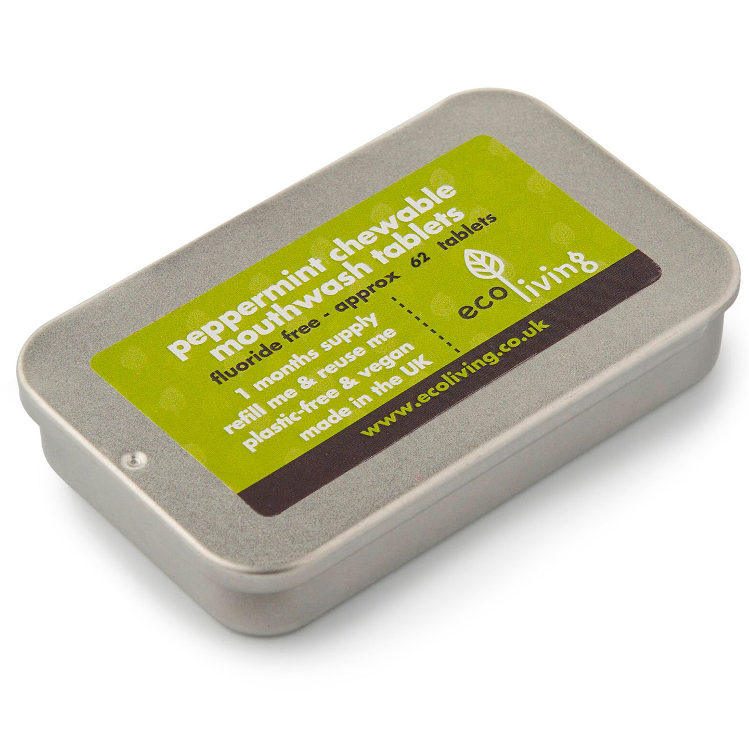 EcoLiving Mundskyl Tabletter Dåse Peppermint Fluorfri
