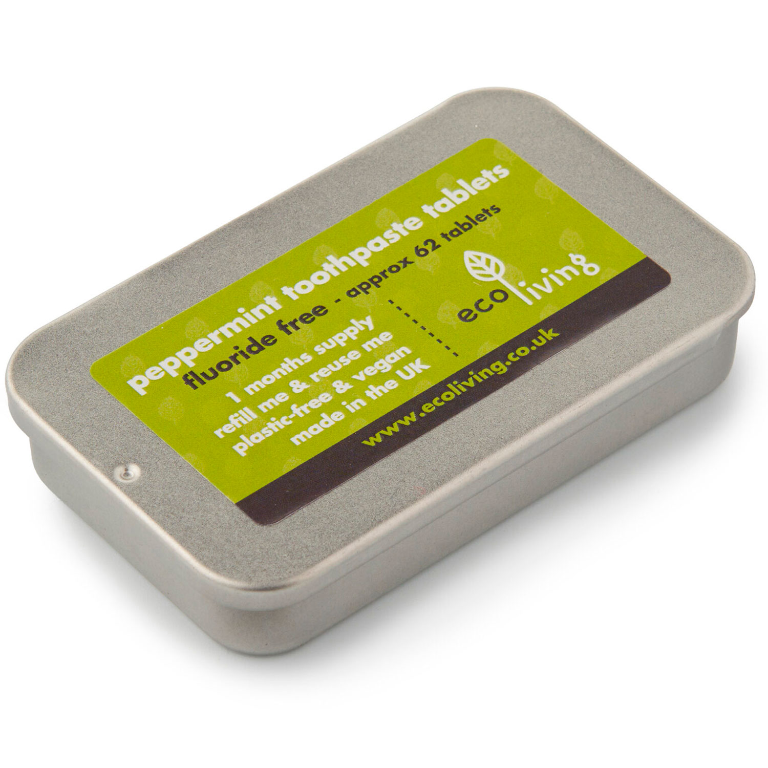 EcoLiving Tandpasta Tabletter Dåse Peppermint Fluorfri