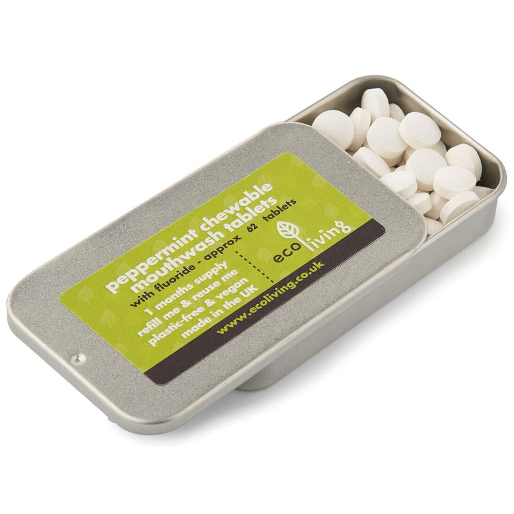 EcoLiving Mundskyl Tabletter Dåse Peppermint Fluor