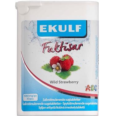 Ekulf Fuktisar Sugetabletter mod mundtørhed - Wild Strawberry