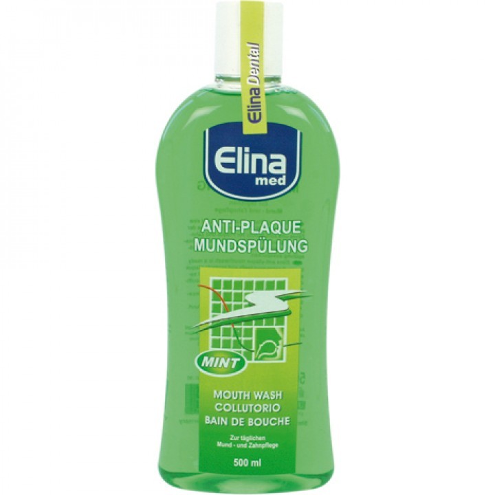 Elina Anti-Plaque Mint Mundwasser ohne Alkohol 500 ml.