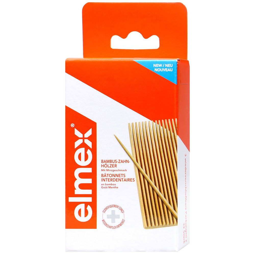Elmex Zahnstocher aus Bambusholz, Aminfluorid, 3 x 32