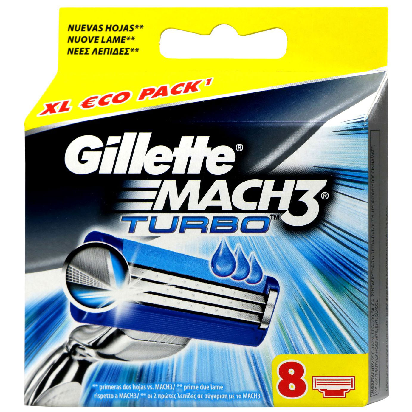 Gillette Rasierklingen Mach3 Turbo 8er-Pack.