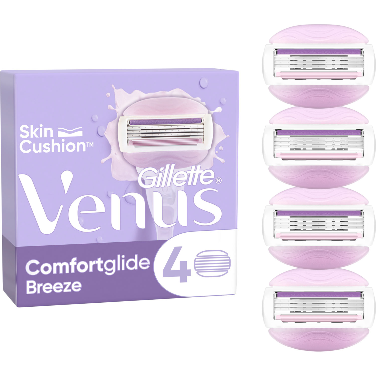 Gillette Venus Breeze Comfortglide Rasierklingen, 4er-Pack.