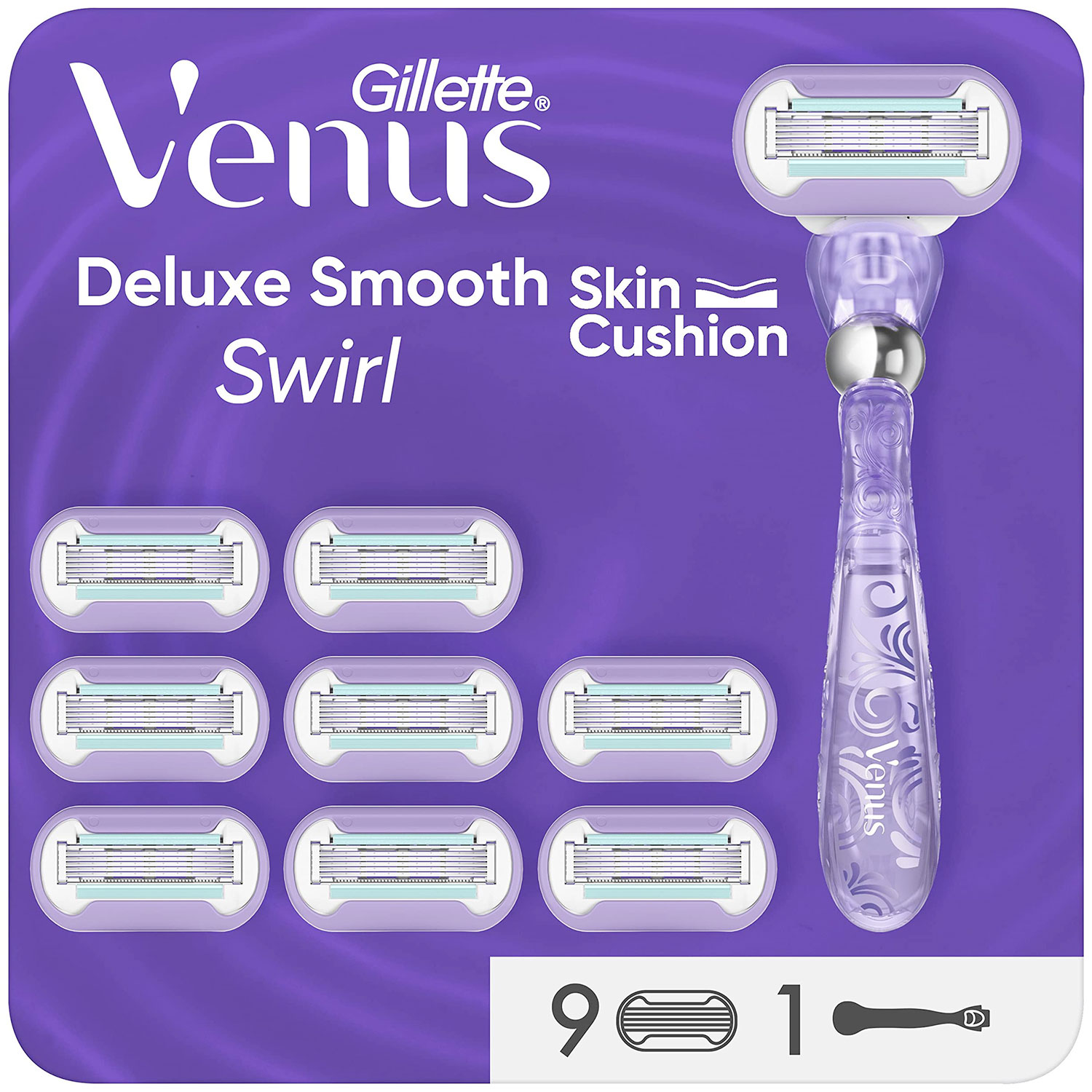 Gillette Venus Deluxe Smooth Swirl Barberskraber + 9 Barberblade