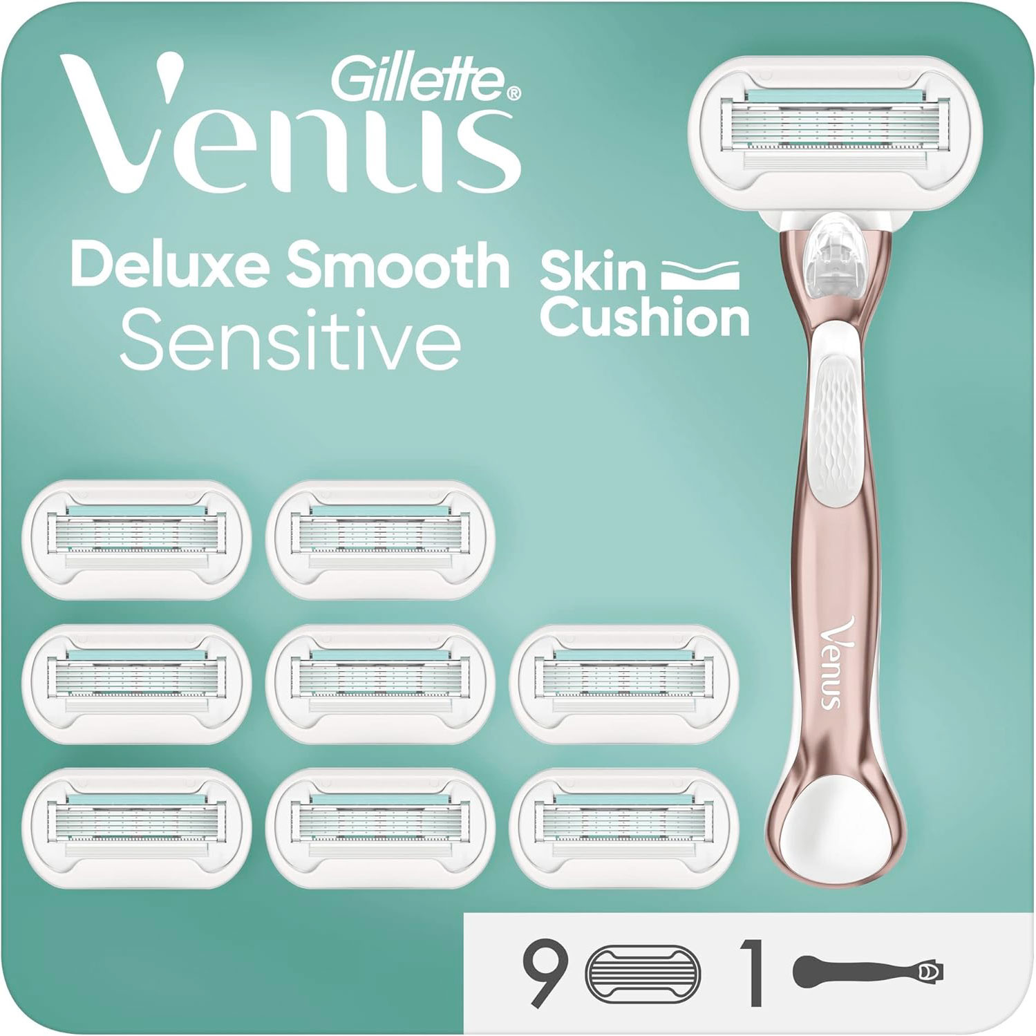 Gillette Venus Deluxe Glattrasierer + 9 Stk. Rasierklingen