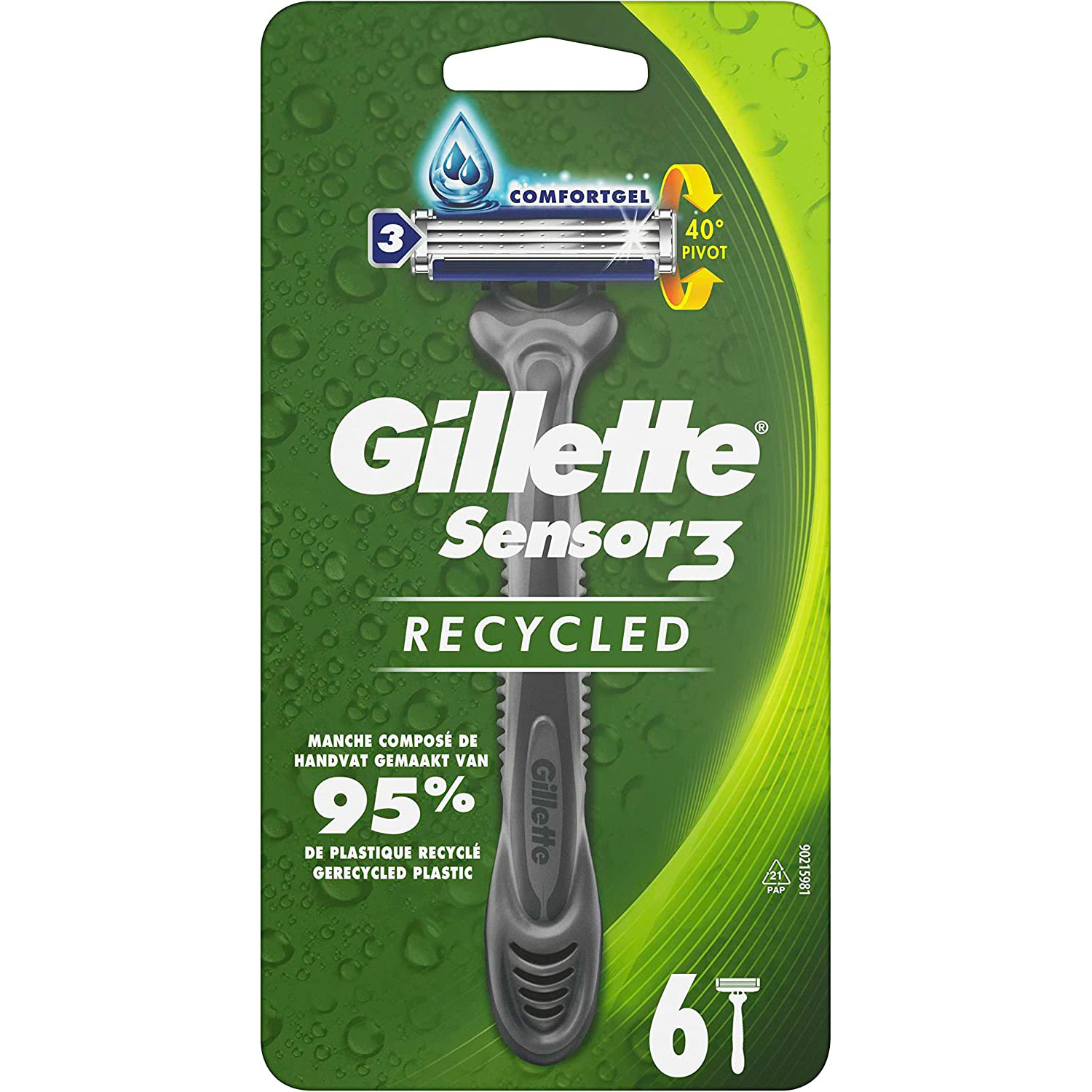 Gillette Sensor3 Recycled Engangsskrabere 6-pk.