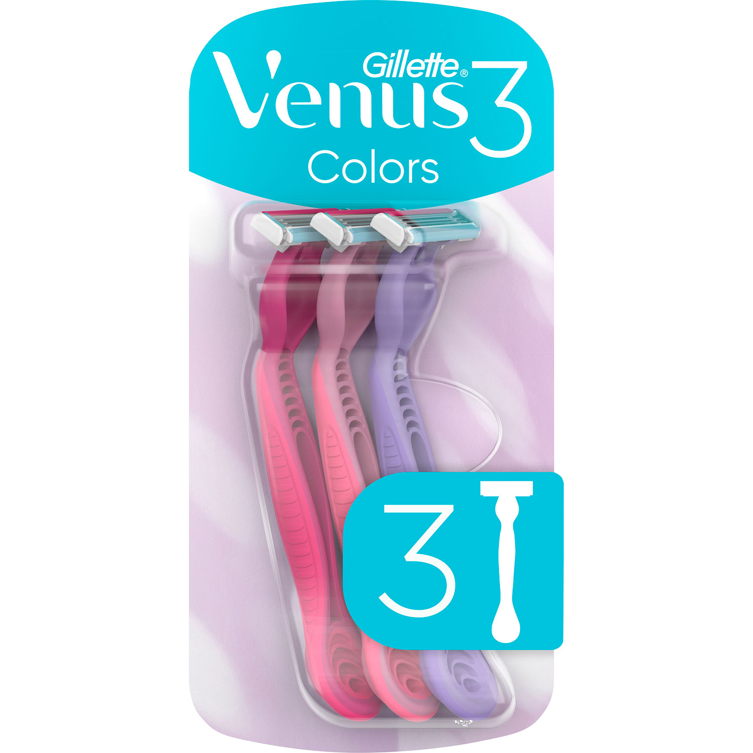 Gillette Venus 3 Einwegrasierer, Farben, 3er-Pack.