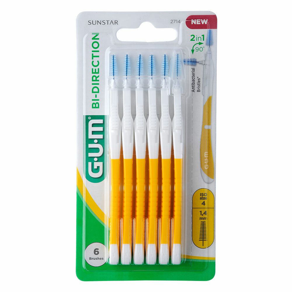GUM Bidirektionale Spaltbürsten 1,4 mm ISO 4 GELB