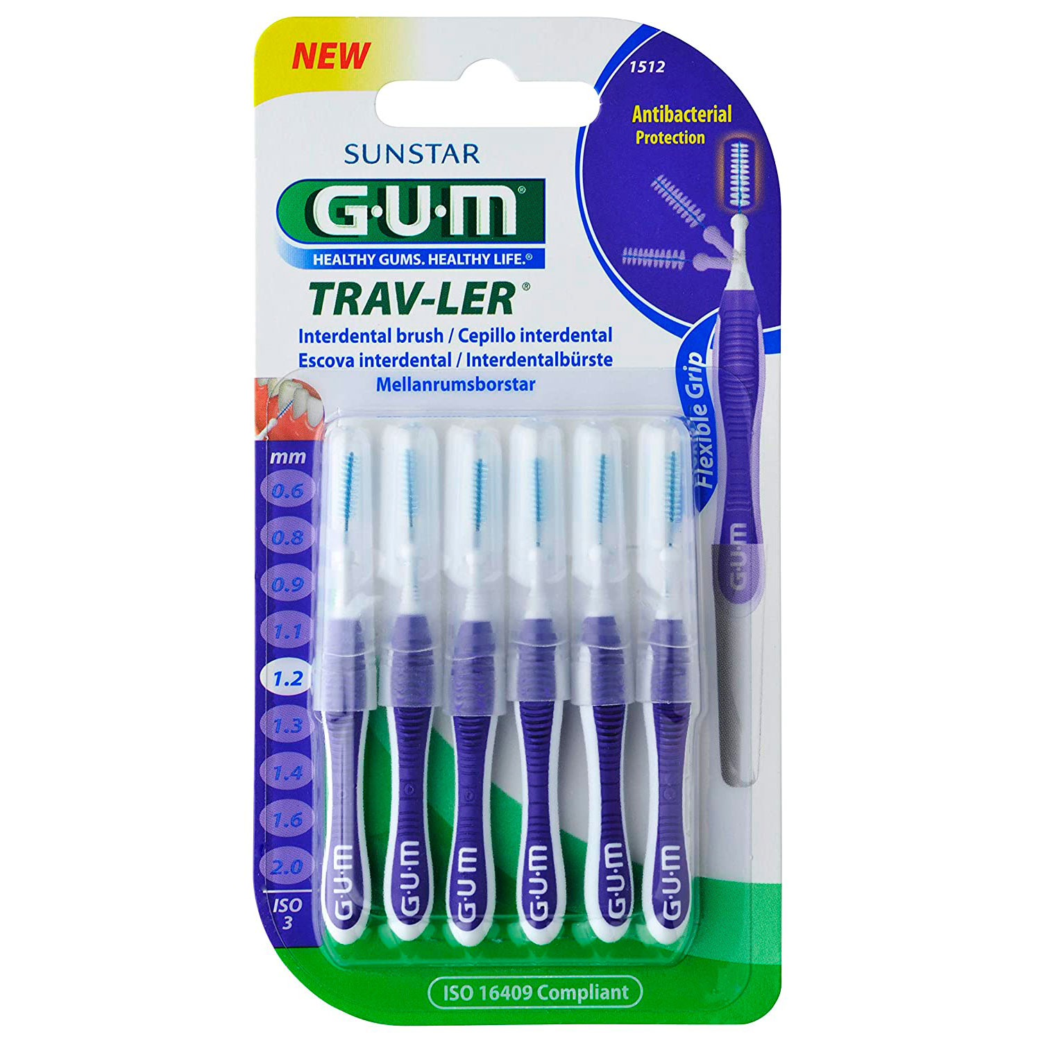 GUM TravLer Gap-Bürsten 1,2 mm ISO 3 LILA