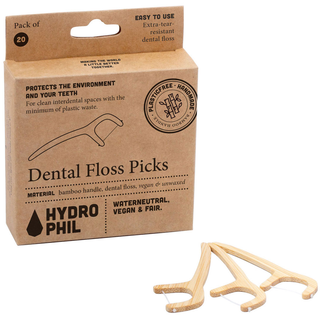 Hydrophil Floss -Picks, Zahnseide-Picks aus Bambus