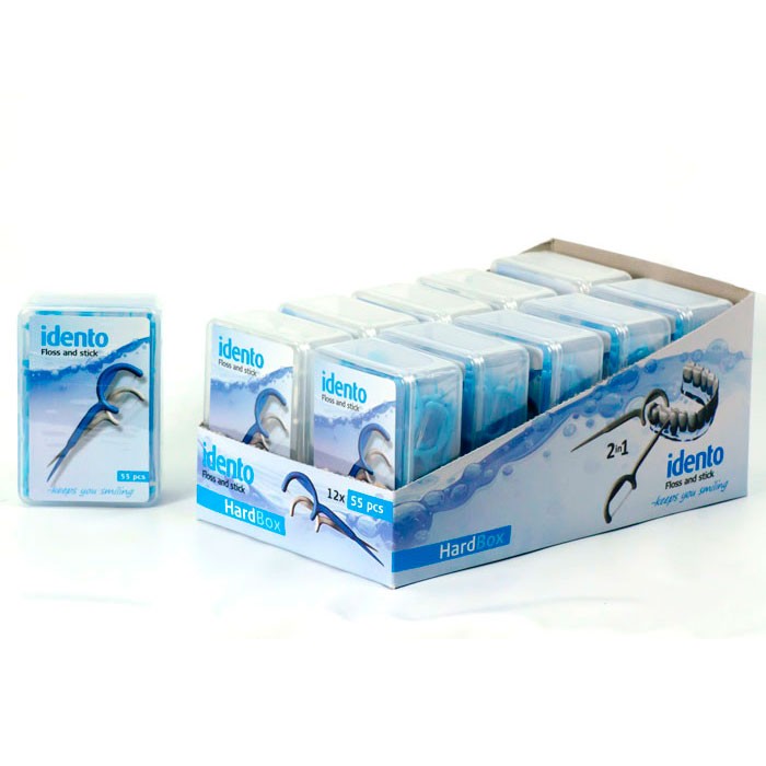 Idento Floss & Stick Tandtrådsbøjler Hardbox 55 stk.