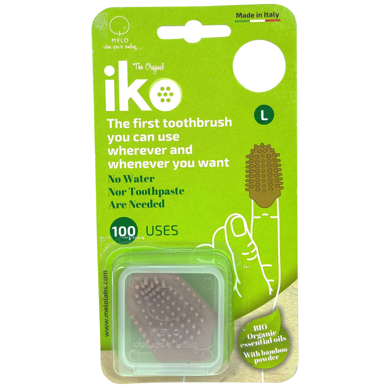 Fingertandbørste med Bambuspulver IKO LARGE