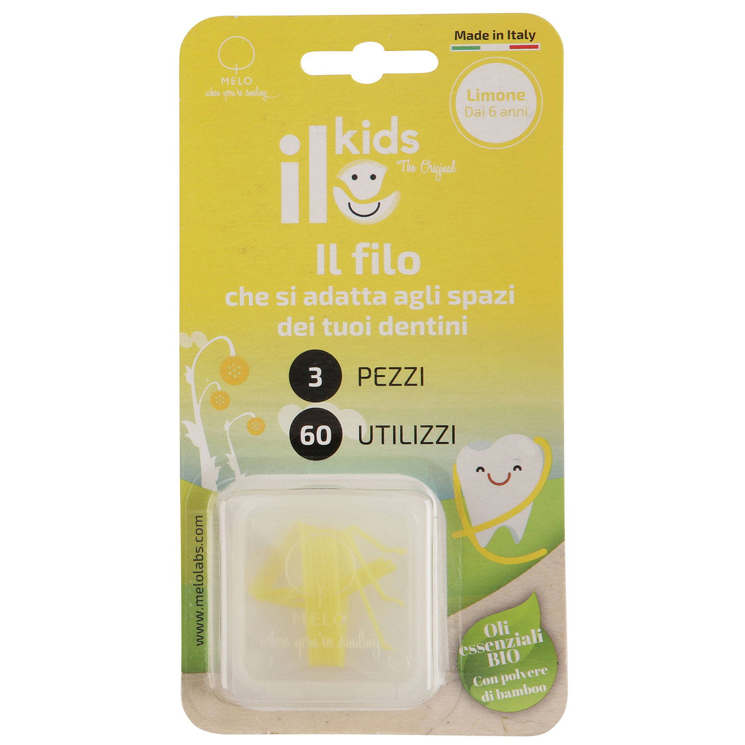 Zahnseide für Kinder ILO Kids Bio Lemon