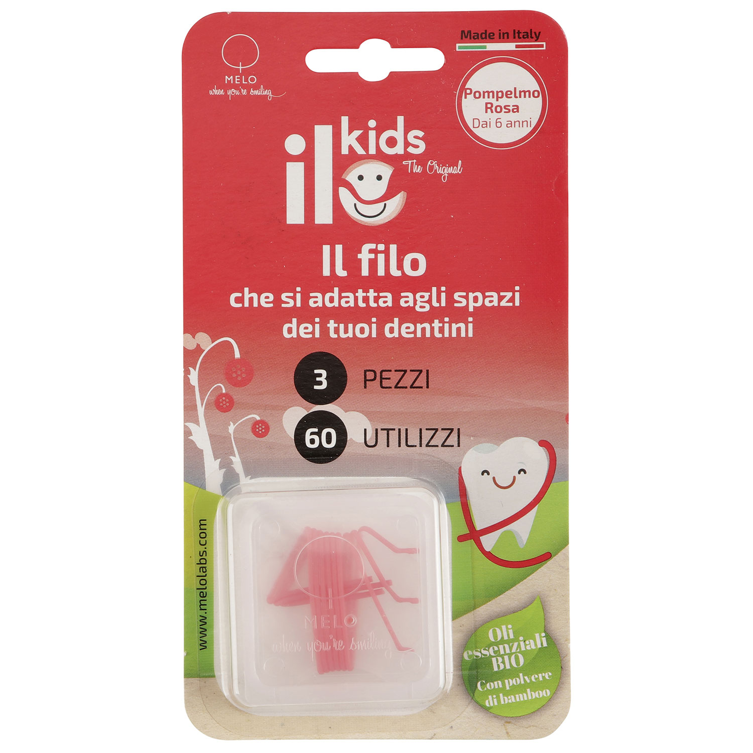 Zahnseide für Kinder MELO iLo Kids Pink Grape