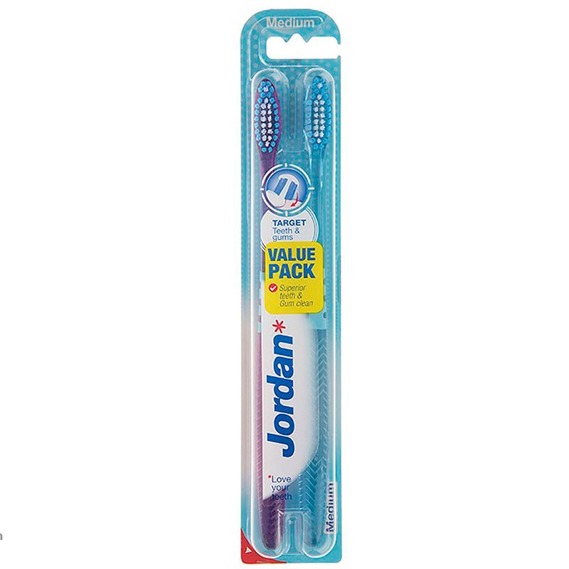 2 Stück Jordan Target Zahnbürste für Zähne und Gum , Medium