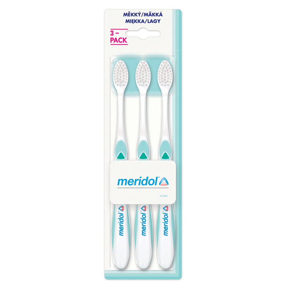 Meridol Soft Zahnbürste 3er-Pack. Weiche Borsten