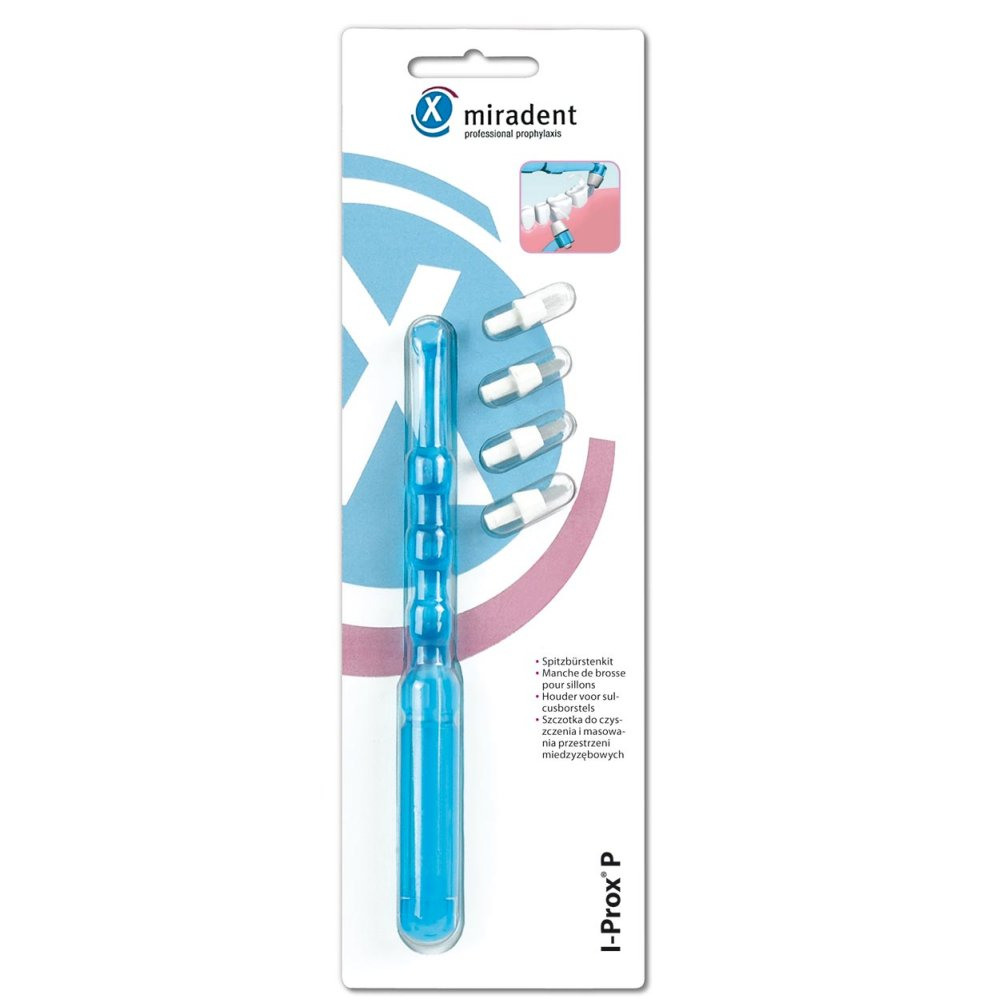 Solo Zahnbürste Miradent I-Prox Pointed Set 4 Bürstenköpfe BLAU