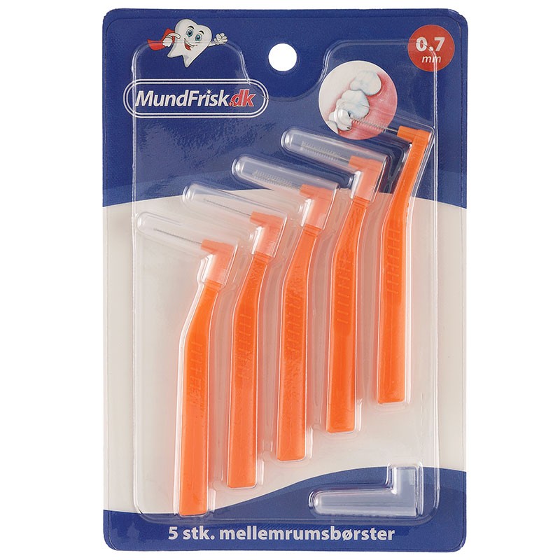 MundFrisk Gap-Bürsten mit Griff - 0,7 mm - Orange