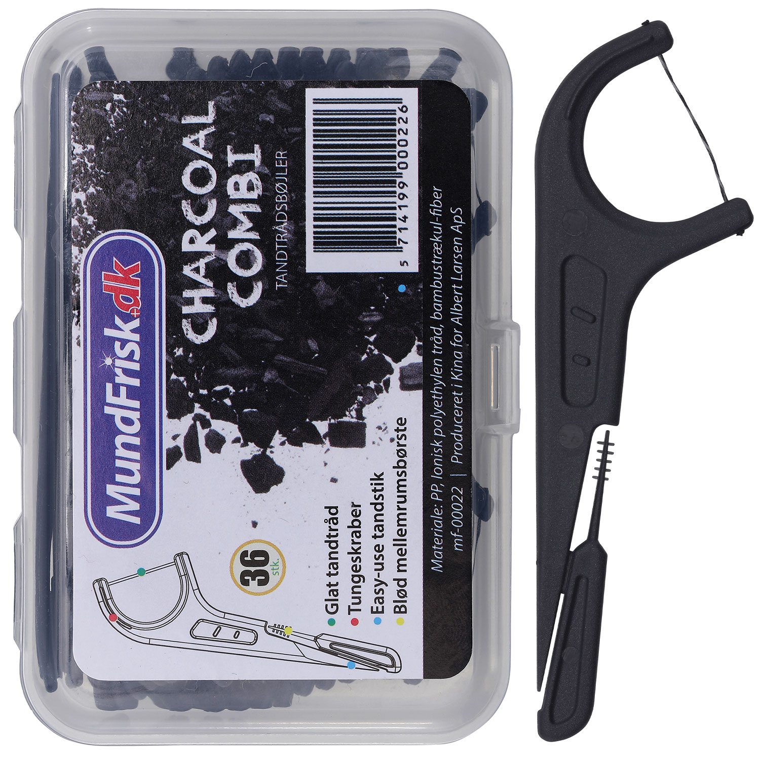 Zahnseidehalter MundFrisk Charcoal Combi Flosser