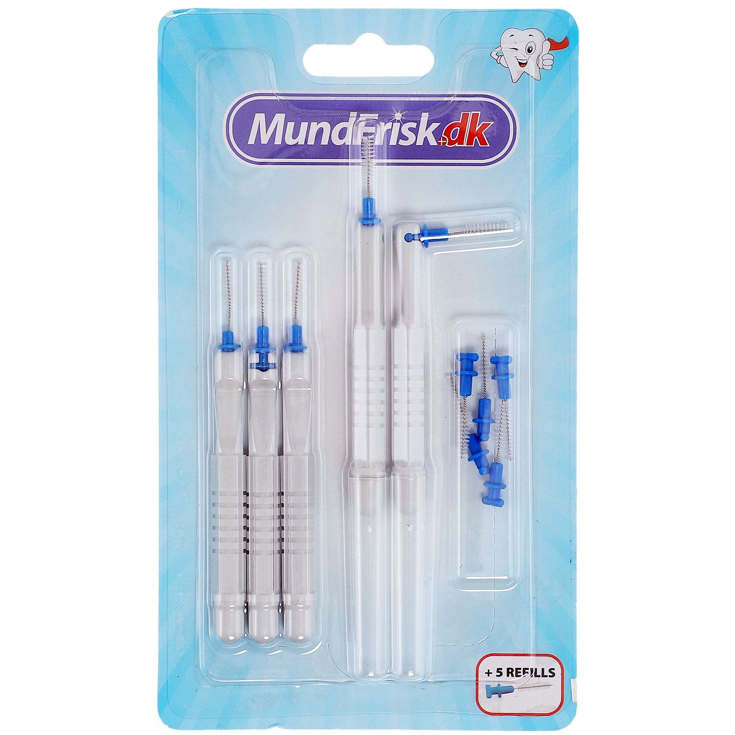 Spaltbürsten 1,0 - 1,2 mm - Set Ð° 5 Stück. + 5 Nachfüllungen - BLAU