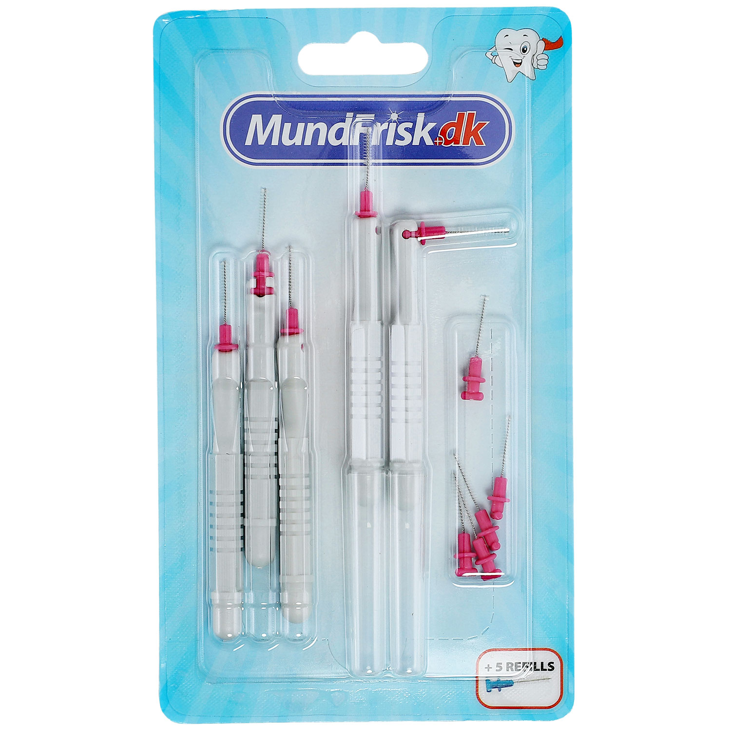 Mellemrumsbørster 0.6 mm - Sæt med 5 stk. + 5 Refills - PINK