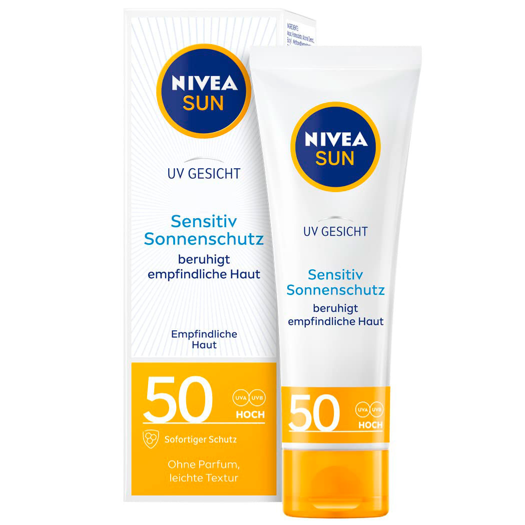 Nivea SPF 50 Sun UV Face Sensitiv Solcreme 50ml