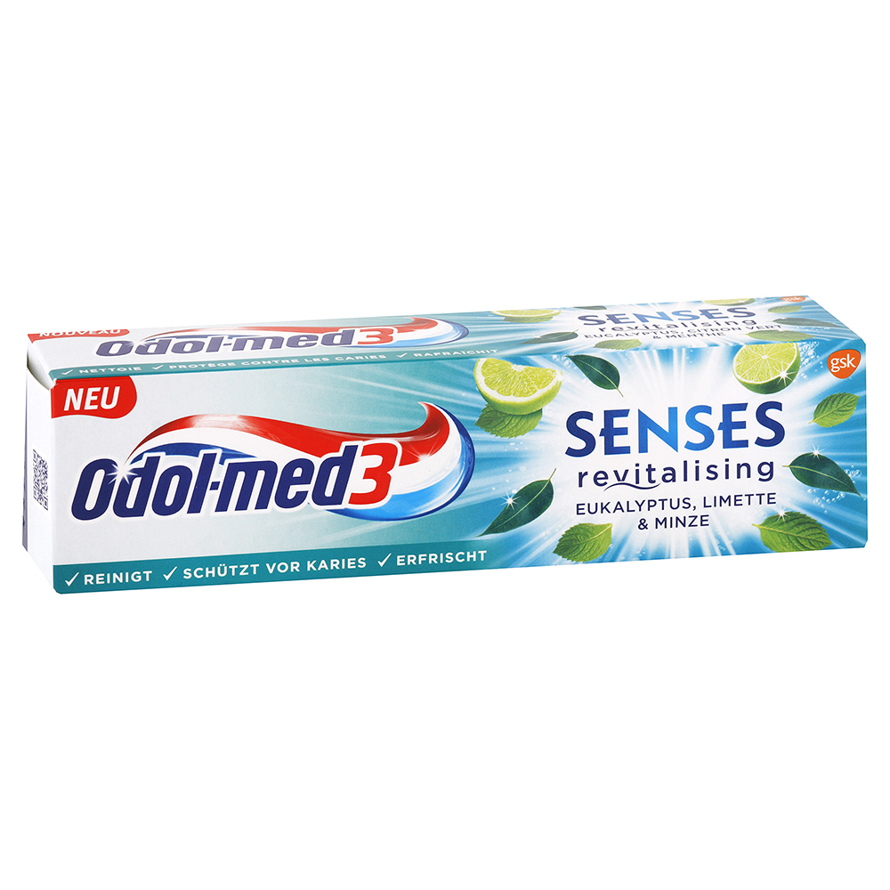 Odol-Med-3 Zahnpasta Senses Eukalyptus, Limette und Minze
