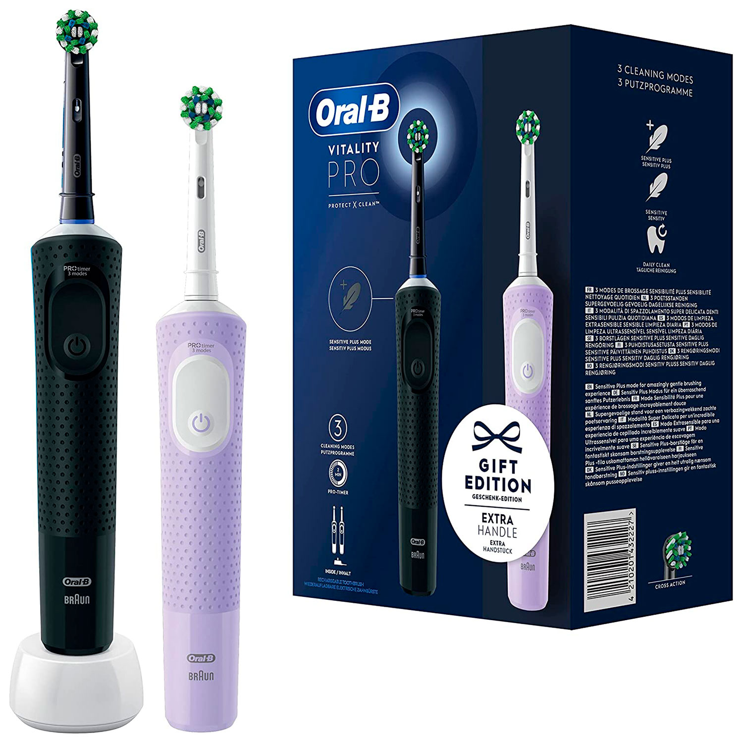 Oral-B Elektrische Zahnbürsten DUO Vitality Pro Black / Violet