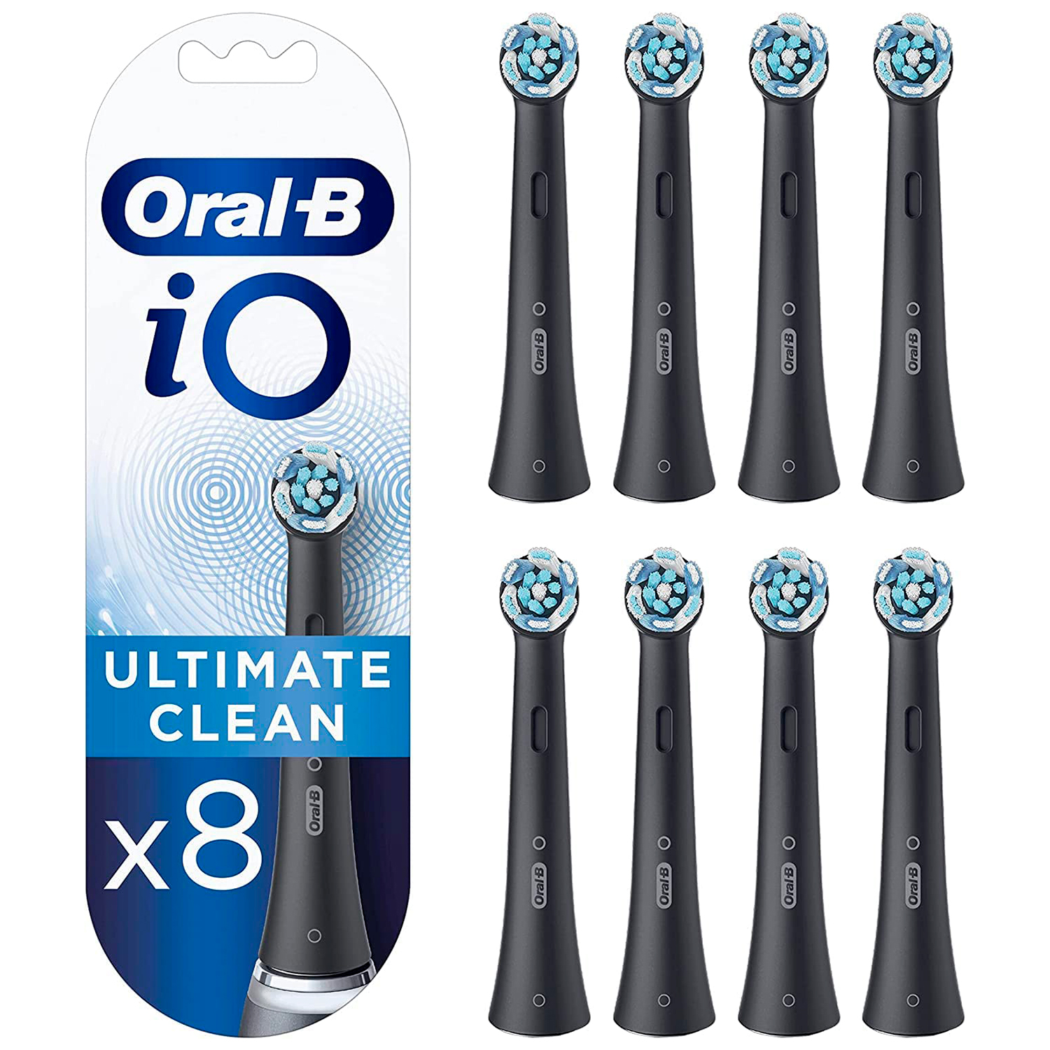 8 stk. Oral-B iO Børstehoveder BLACK Ultimate Clean