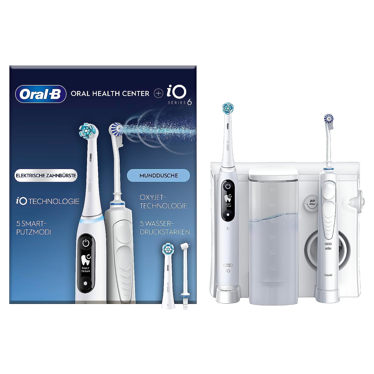 Oral-B iO Series 6 Zahnbürste + Mundwasser Oxyjet Center