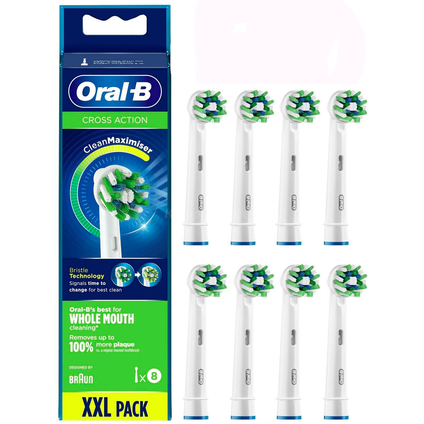 8 stk. Oral-B Børstehoveder CrossAction CleanMaximiser