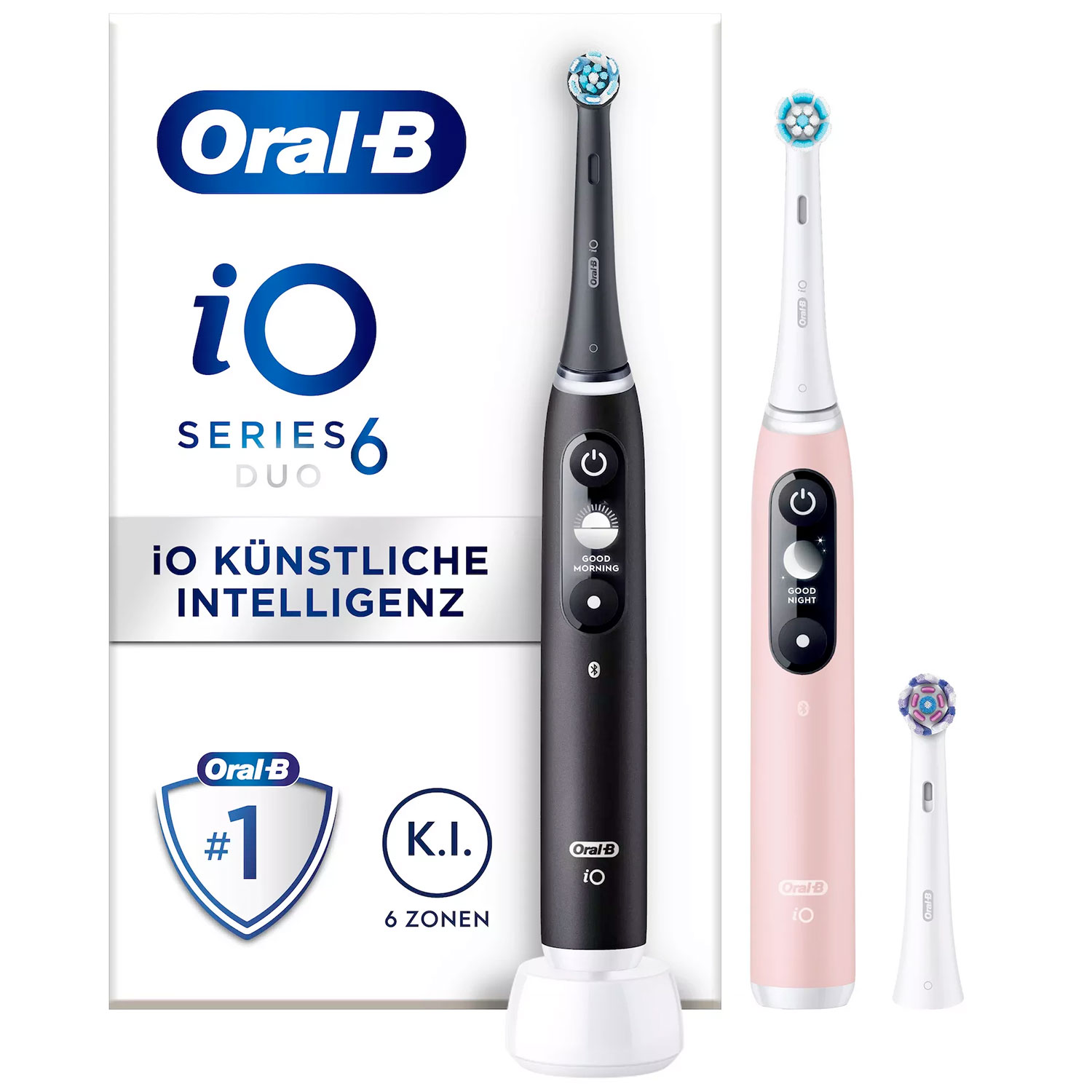 Oral-B iO Series 6 DUO Pink/ Black Elektrische Zahnbürsten Extra Bürstenkopf