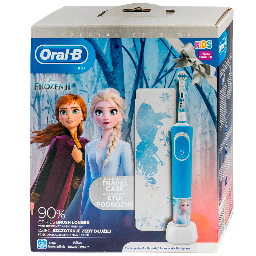 Oral-B Frozen El-tandbørste Til Børn Gaveæske Med Etui - Disney Frozen Tandpleje - Tandpleje til børn