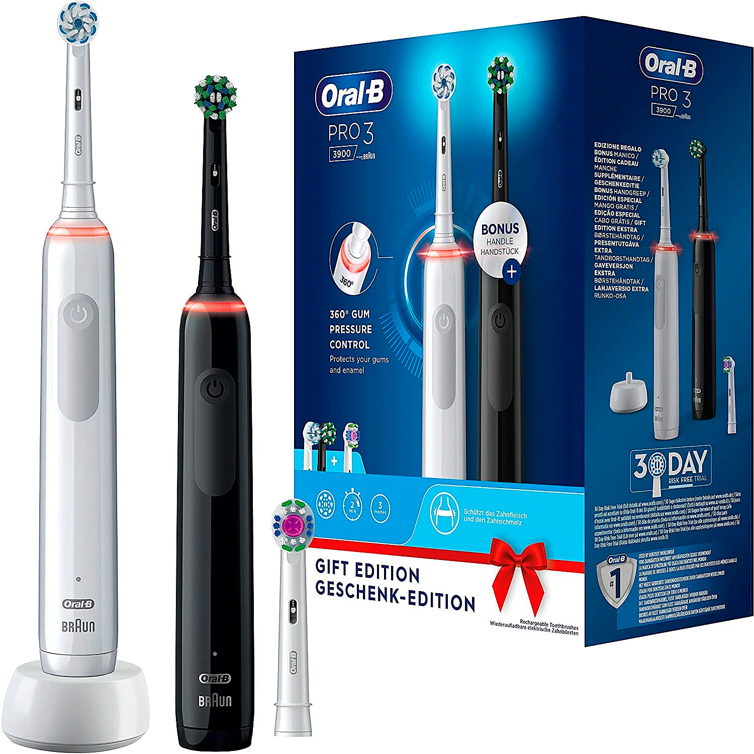 Oral B Pro 3 3900 Black/White Duo El-tandbørster 2 stk.