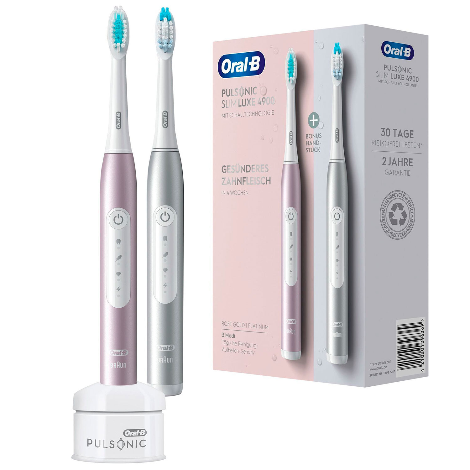 Oral-B Elektrische Zahnbürsten Pulsonic DUO SlimLuxe 4900 Platinum + Rosegold
