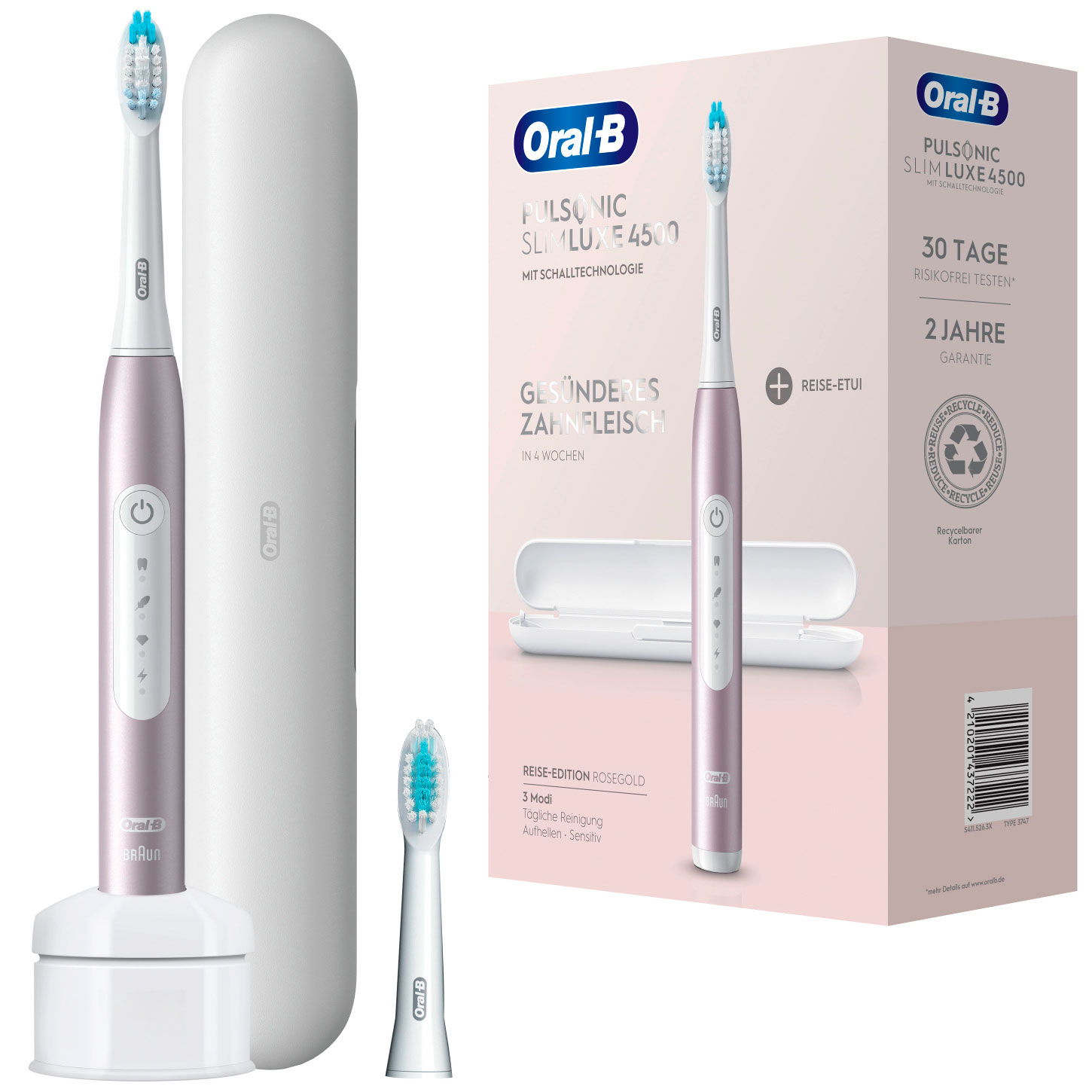 Oral-B Pulsonic Elektrische Zahnbürste + Etui Rosegold 4500
