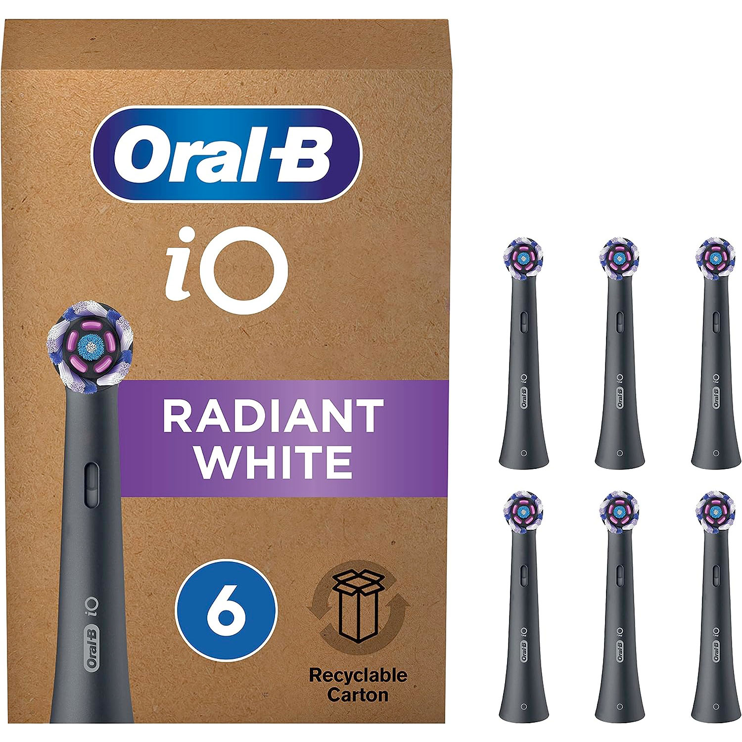 Oral-B iO 6 Stk. SCHWARZE Bürstenköpfe Strahlendes White