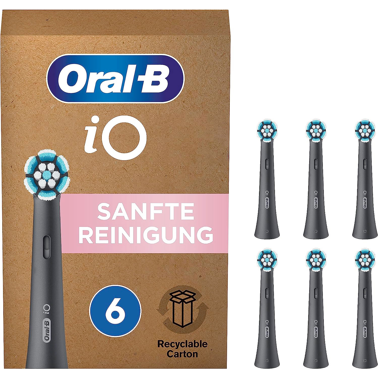 Oral-B iO Sensitive Bürstenköpfe SCHWARZ Sanfte Care 6 Stk.