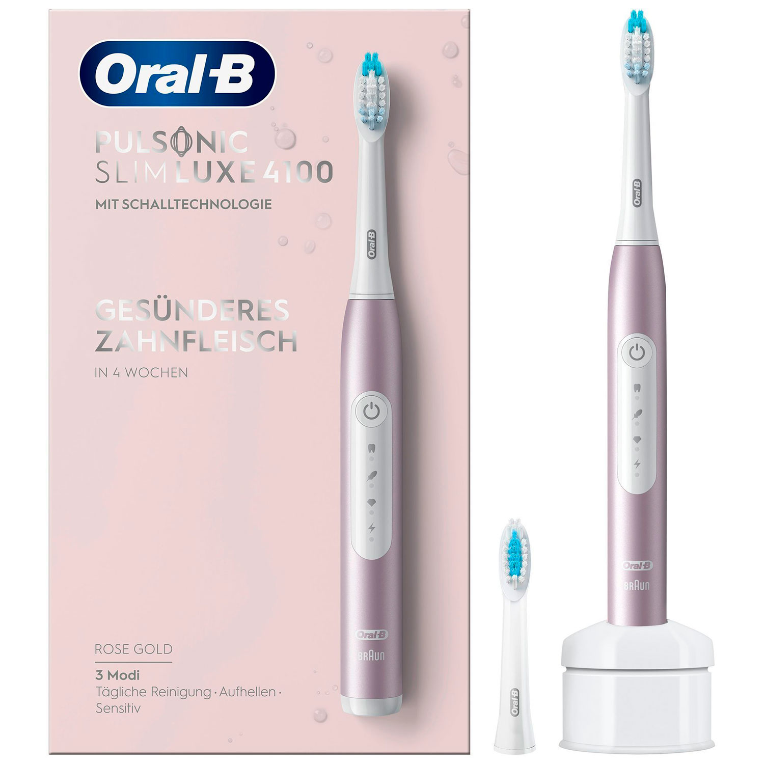 Oral-B Pulsonic 4100 Elektrische Zahnbürste Rosegold Extra Bürstenkopf